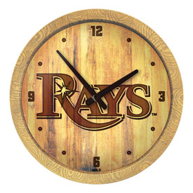 Tampa Bay Rays: Branded "Faux" Barrel Top Clock, FNB-MBTBAY-560-02 Tampa Bay Rays: Branded "Faux" Barrel Top Clock, FNB-MBTBAY-560-02