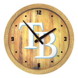 Tampa Bay Rays: Logo - "Faux" Barrel Top Clock, FNB-MBTBAY-560-04 Tampa Bay Rays: Logo - "Faux" Barrel Top Clock, FNB-MBTBAY-560-04