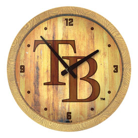 Tampa Bay Rays: Logo - Branded "Faux" Barrel Top Clock, FNB-MBTBAY-560-05 Tampa Bay Rays: Logo - Branded "Faux" Barrel Top Clock, FNB-MBTBAY-560-05