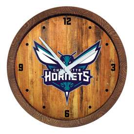 Charlotte Hornets: "Faux" Barrel Top Clock, FNB-NBCHAR-560-01 Charlotte Hornets: "Faux" Barrel Top Clock, FNB-NBCHAR-560-01