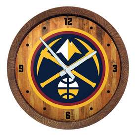 Denver Nuggets: "Faux" Barrel Top Clock, FNB-NBDENN-560-01 Denver Nuggets: "Faux" Barrel Top Clock, FNB-NBDENN-560-01