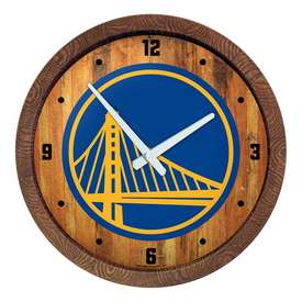 Golden State Warriors: "Faux" Barrel Top Clock, FNB-NBGSWR-560-01 Golden State Warriors: "Faux" Barrel Top Clock, FNB-NBGSWR-560-01