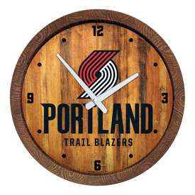 Portland Trail Blazers: Logo - "Faux" Barrel Top Clock, FNB-NBPTBS-560-04 Portland Trail Blazers: Logo - "Faux" Barrel Top Clock, FNB-NBPTBS-560-04