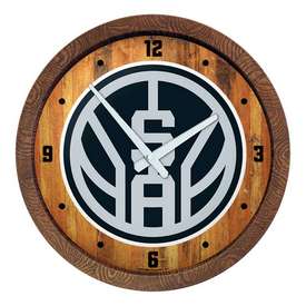 San Antonio Spurs: Logo - "Faux" Barrel Top Clock, FNB-NBSASP-560-04 San Antonio Spurs: Logo - "Faux" Barrel Top Clock, FNB-NBSASP-560-04