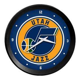 Utah Jazz: Ribbed Frame Wall Clock, NBUTAH-530-01