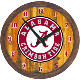 Alabama Crimson Tide: Al Logo - "Faux" Barrel Top Wall Clock, NCALCT-560-07