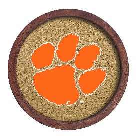 Clemson Tigers: "Faux" Barrel Framed Cork Board, NCCLEM-632-01