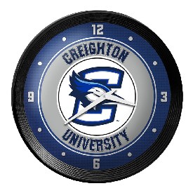 Creighton Bluejays: Ribbed Frame Wall Clock, NCCREI-530-01A