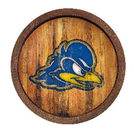 Delaware Blue Hens: Weathered "Faux" Barrel Top Sign, NCDELA-240-03