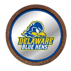 Delaware Blue Hens: Logo - "Faux" Barrel Top Mirrored Wall Sign, FNB-NCDELA-245-02A Delaware Blue Hens: Logo - "Faux" Barrel Top Mirrored Wall Sign, FNB-NCDELA-245-02A