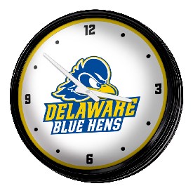 Delaware Blue Hens: Logo - Retro Lighted Wall Clock, NCDELA-550-02