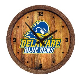 Delaware Blue Hens: Logo - "Faux" Barrel Top Wall Clock, NCDELA-560-04