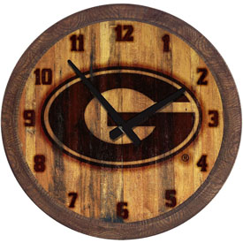 Georgia Bulldogs: Branded "Faux" Barrel Top Wall Clock, NCGEOR-560-02
