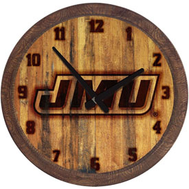 James Madison Dukes: Branded "Faux" Barrel Top Wall Clock, NCJMUD-560-02
