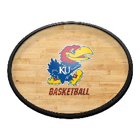 Kansas Jayhawks: Hardwood - Oval Slimline Lighted Wall Sign, NCKANS-140-12