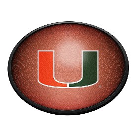 Miami Hurricanes: Pigskin - Oval Slimline Lighted Wall Sign, NCMIAM-140-21