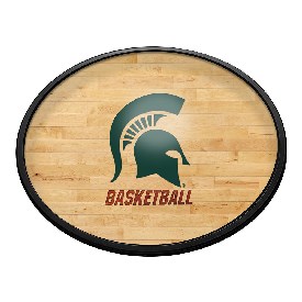 Michigan State Spartans: Hardwood - Oval Slimline Lighted Wall Sign, NCMIST-140-12