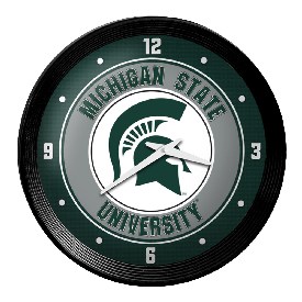 Michigan State Spartans: Ribbed Frame Wall Clock, FNB-NCMIST-530-01A Michigan State Spartans: Ribbed Frame Wall Clock, FNB-NCMIST-530-01A