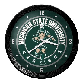 Michigan State Spartans: Sparty - Ribbed Frame Wall Clock, NCMIST-530-02