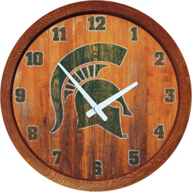 Michigan State Spartans: Weathered "Faux" Barrel Top Wall Clock, NCMIST-560-03