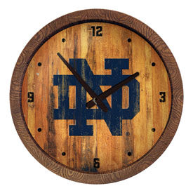 Notre Dame Fighting Irish: Weathered "Faux" Barrel Top Clock, NCNTRD-560-03