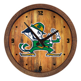 Notre Dame Fighting Irish: Leprechaun - "Faux" Barrel Top Clock, NCNTRD-560-04