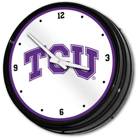 TCU Horned Frogs: Retro Lighted Wall Clock, NCTCUH-550-01
