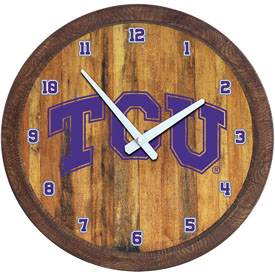 TCU Horned Frogs: "Faux" Barrel Top Wall Clock, NCTCUH-560-01