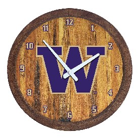 Washington Huskies: Faux Barrel Top Wall Clock, NCWASH-560-01