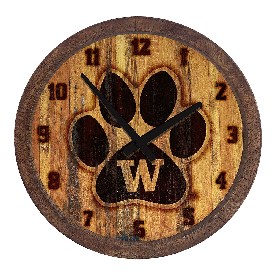 Washington Huskies: Paw - Branded "Faux" Barrel Top Wall Clock, NCWASH-560-05