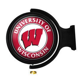 Wisconsin Badgers: Original Round Lighted Rotating Wall Sign, NCWISB-115-01