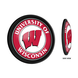 Wisconsin Badgers: Round Slimline Lighted Wall Sign, NCWISB-130-01