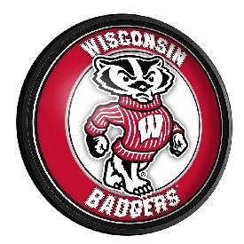 Wisconsin Badgers: Mascot - Round Slimline Lighted Wall Sign, NCWISB-130-02
