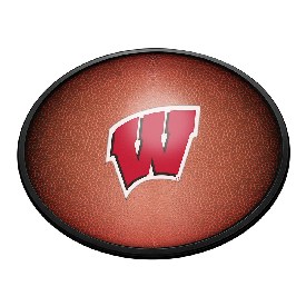 Wisconsin Badgers: Pigskin - Oval Slimline Lighted Wall Sign, NCWISB-140-21