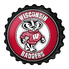 Wisconsin Badgers: Mascot - Bottle Cap Wall Sign, FNB-NCWISB-210-02A Wisconsin Badgers: Mascot - Bottle Cap Wall Sign, FNB-NCWISB-210-02A