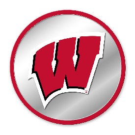 Wisconsin Badgers: Modern Disc Mirrored Wall Sign, NCWISB-235-01