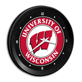Wisconsin Badgers: Ribbed Frame Wall Clock, FNB-NCWISB-530-01A Wisconsin Badgers: Ribbed Frame Wall Clock, FNB-NCWISB-530-01A