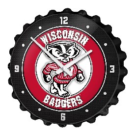 Wisconsin Badgers: Mascot - Bottle Cap Wall Clock, FNB-NCWISB-540-02A Wisconsin Badgers: Mascot - Bottle Cap Wall Clock, FNB-NCWISB-540-02A