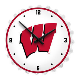 Wisconsin Badgers: Bottle Cap Lighted Wall Clock, NCWISB-545-01
