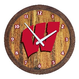 Wisconsin Badgers: "Faux" Barrel Top Wall Clock, NCWISB-560-01