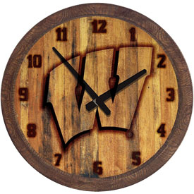 Wisconsin Badgers: Branded "Faux" Barrel Top Wall Clock, NCWISB-560-02