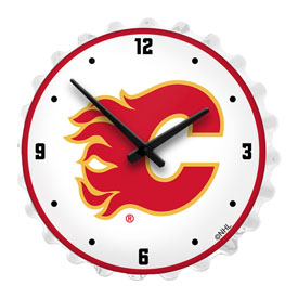 Calgary Flames: Bottle Cap Lighted Wall Clock, NHCALG-545-01