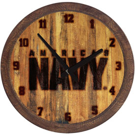 US Navy: Branded "Faux" Barrel Top Wall Clock, USNAVY-560-02