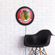 Chicago Blackhawks: Round Slimline Illuminated Wall Sign, NHCHIC-130-01
