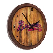 Atlanta Braves: Weathered "Faux" Barrel Top Clock, FNB-MBATLB-560-03