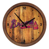 Atlanta Braves: Weathered "Faux" Barrel Top Clock, FNB-MBATLB-560-03