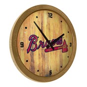 Atlanta Braves: Weathered "Faux" Barrel Top Clock, FNB-MBATLB-560-03