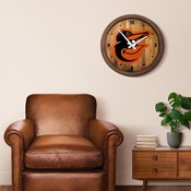 Baltimore Orioles: "Faux" Barrel Top Clock, FNB-MBBALT-560-01