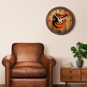 Baltimore Orioles: Weathered "Faux" Barrel Top Clock, FNB-MBBALT-560-03