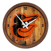 Baltimore Orioles: Weathered "Faux" Barrel Top Clock, FNB-MBBALT-560-03